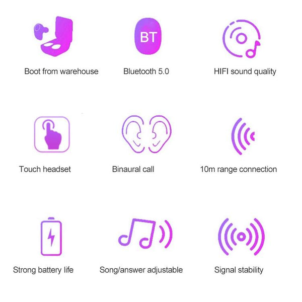 Dt 16 Wireless Two Ear Bluetooth Headset With Touch Control Smart Magnetic Charging Automatic Pairing Gold Earbuds