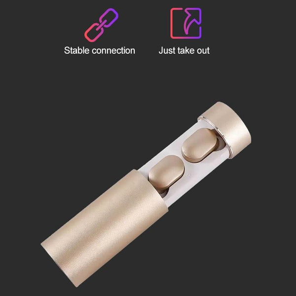 Dt 16 Wireless Two Ear Bluetooth Headset With Touch Control Smart Magnetic Charging Automatic Pairing Gold Earbuds