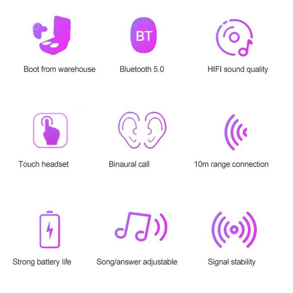 Dt 16 Wireless Two Ear Bluetooth Headset With Touch Control Smart Magnetic Charging Automatic Pairing Gold Earbuds