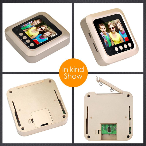 2.4 Screen 2.0Mp Security Camera With Night Vision And Video Recording No Disturb Peephole Viewer Gold Security Cameras