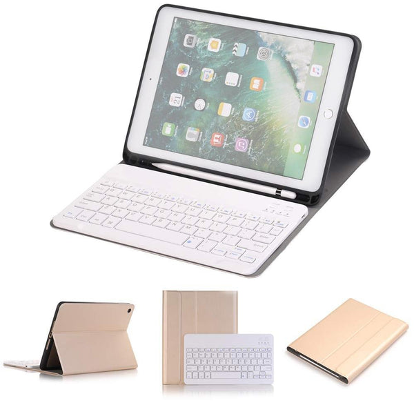 Bluetooth Keyboard & Leather Tablet Case For Ipad Pro / Air 9.7 With Detachable Design Pencil Holder Gold Keyboards