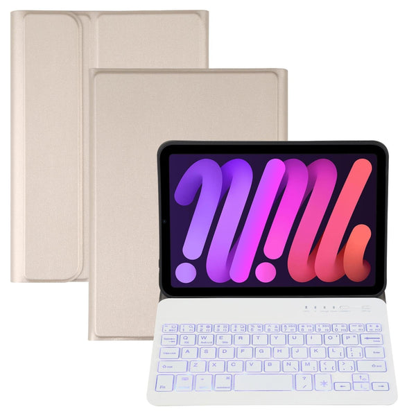 Parallel Deals Ultra Thin Bluetooth Keyboard Leather Case For Ipad Mini 6 With Detachable Lambskin Texture And Stand Gold Laptop Cases & Bags