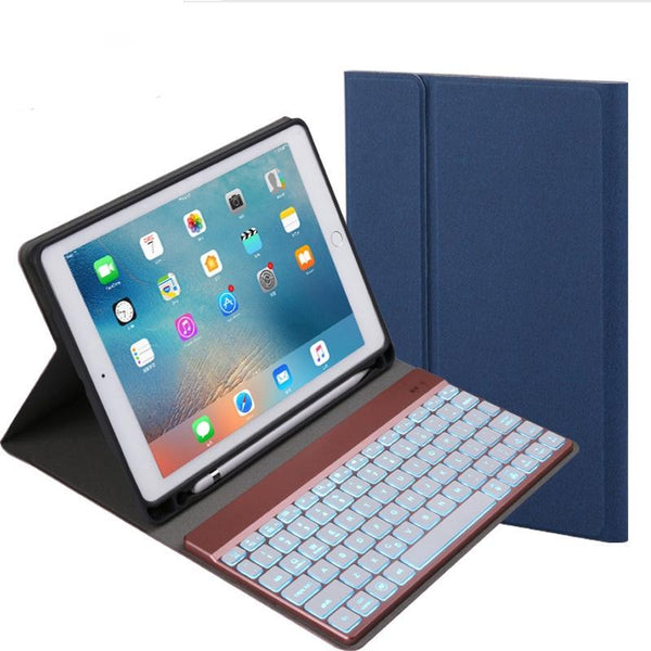 Detachable Bluetooth Keyboard & Leather Tablet Case For Ipad Pro / Air 9.7 With Colourful Backlight Holder Champagne Gold Keyboards
