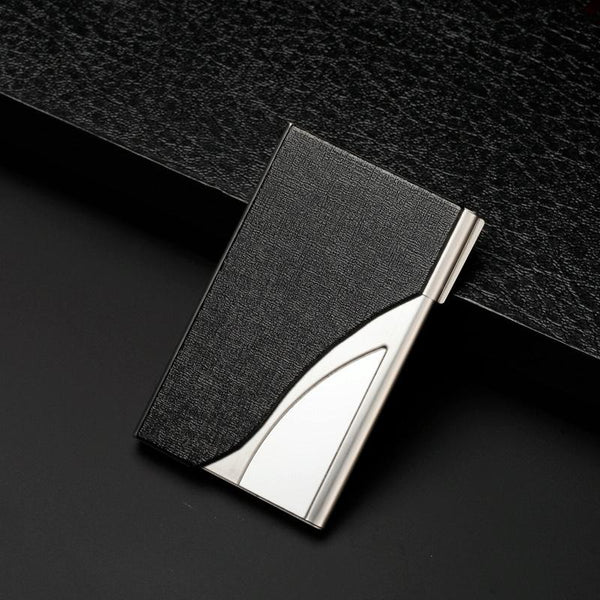 Stainless Steel Business Card Case Large Capacity Lychee Coffee Business Card Holders