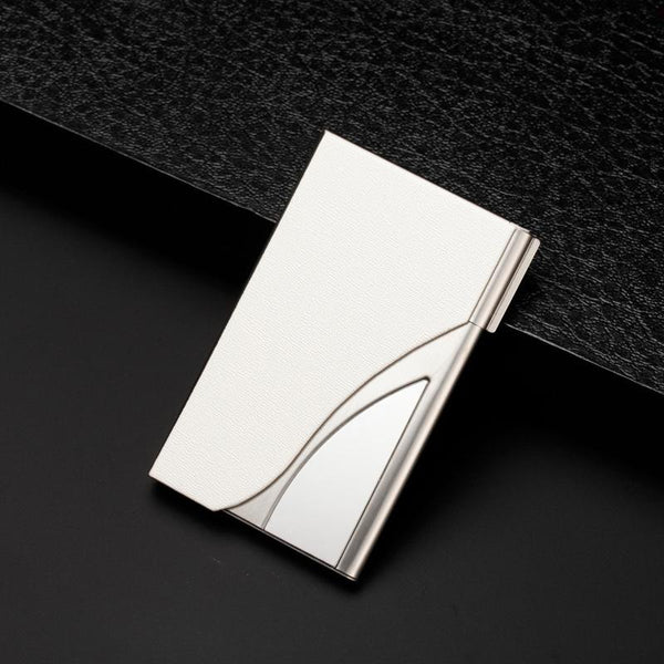 Stainless Steel Business Card Case Large Capacity Lychee Coffee Business Card Holders