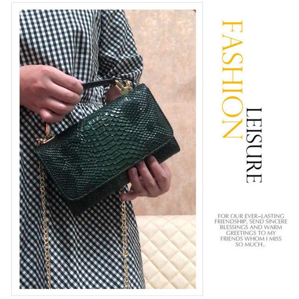 Versatile Lady Crossbody Wrist Bag Multi Functional Crocodile Head Green Women's Bags & Handbags
