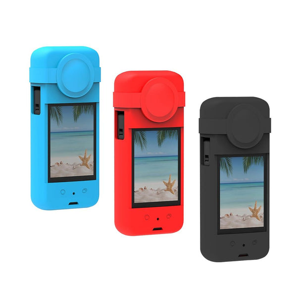 Silicone Protective Case With Lens Cover For Insta360 X3_Blue Camera Cases Bags & Covers
