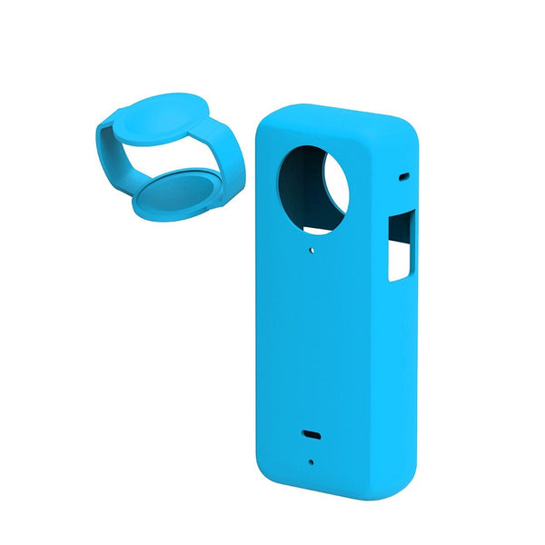 Silicone Protective Case With Lens Cover For Insta360 X3_Blue Camera Cases Bags & Covers