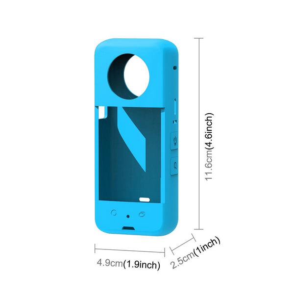 Silicone Protective Case With Lens Cover For Insta360 X3_Blue Camera Cases Bags & Covers