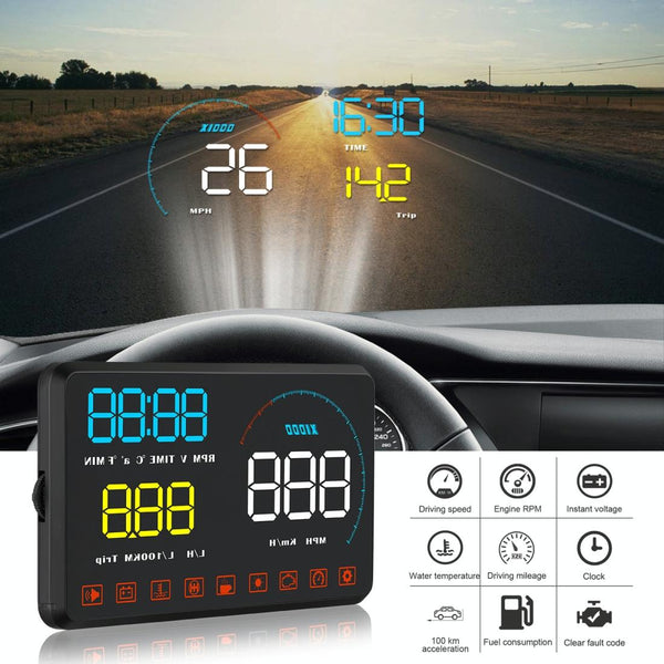 Universal Car Obd2 Hud 5.5 Inch Display Blue