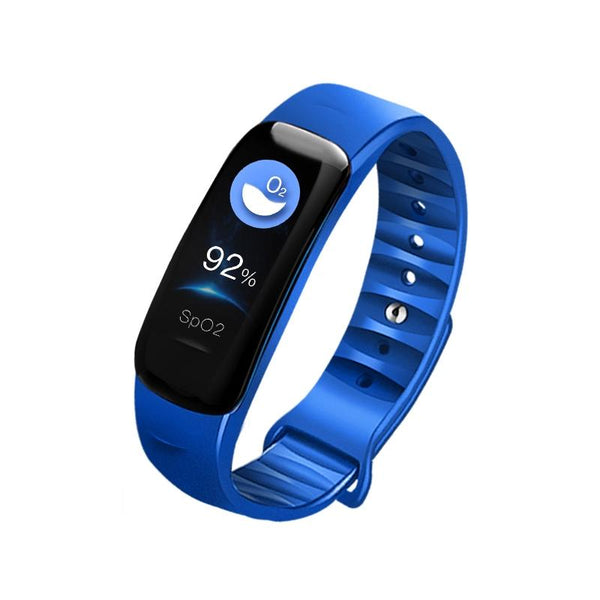 Smart Bracelet With Call Reminder Hr / Bp Monitoring Sleep Sedentary Tracking And Remote Control Blue Activity Trackers