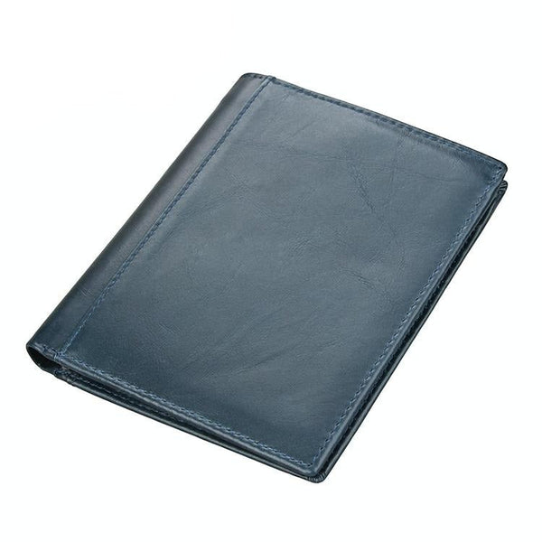 Leather Rfid Passport Wallet Multi Function Blue Wallets