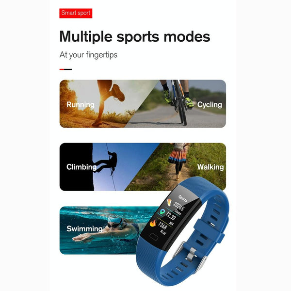 Smart Health Bracelet With Call Reminder Monitoring Blue Activity Trackers