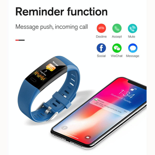 Smart Health Bracelet With Call Reminder Monitoring Blue Activity Trackers