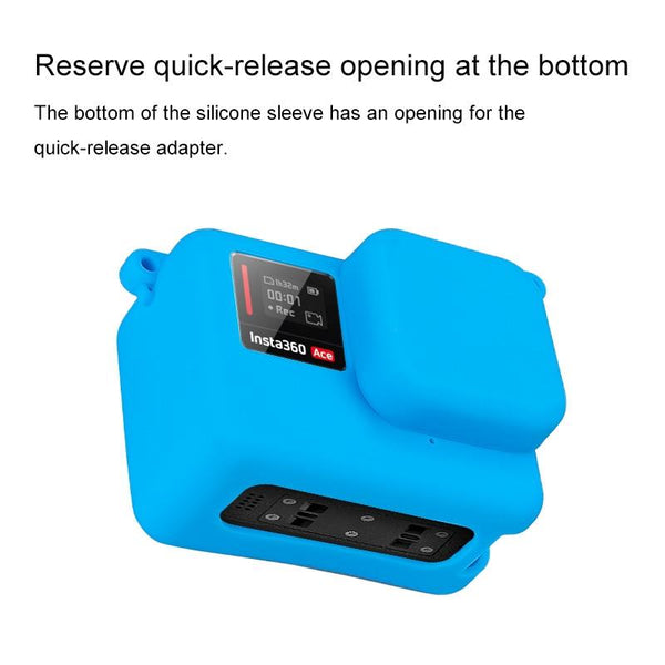 Silicone Protective Case With Lens Cap For Insta360 Ace_Blue Camera Cases Bags & Covers