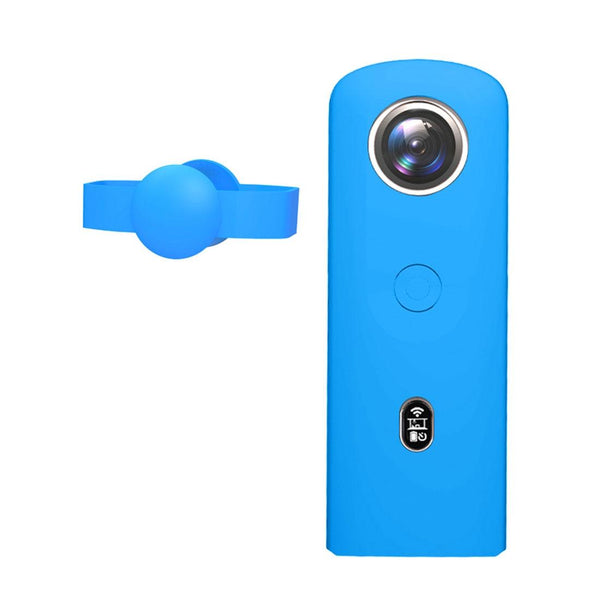 360 Camera Silicone Case With Lens Cover For Ricoh Theta Sc2_Blue Camera Cases Bags & Covers