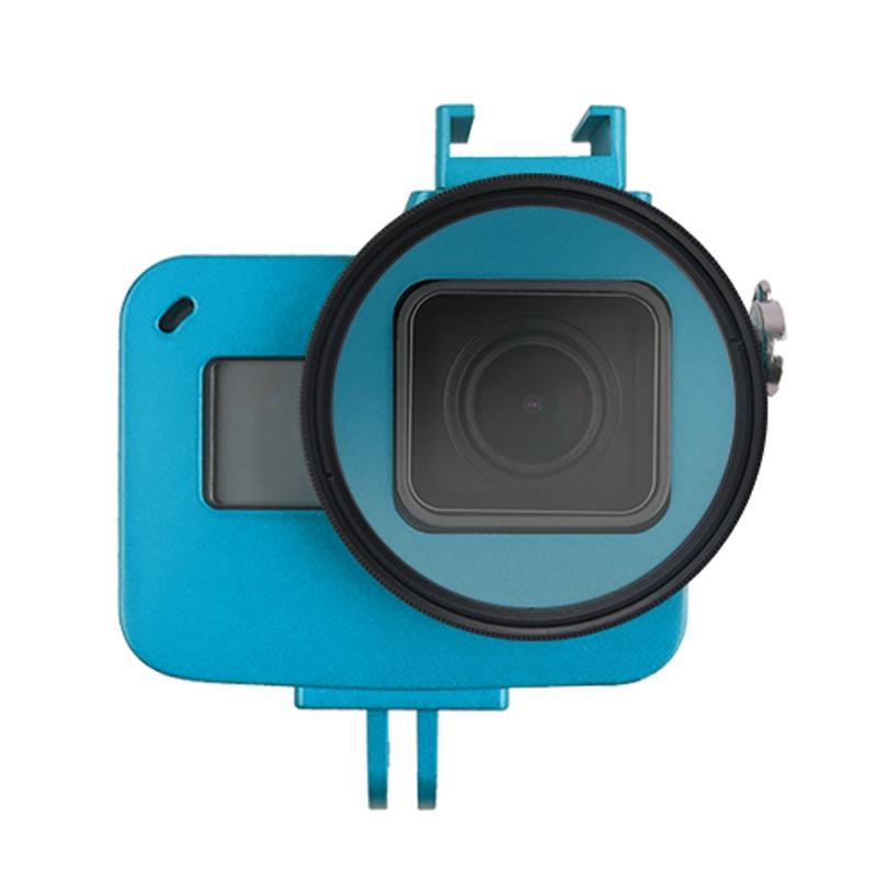 Aluminum Protective Cage With Insurance Frame And 52Mm Uv Lens For Gopro Hero7 / 6 5_Blue Camera Cases Bags & Covers