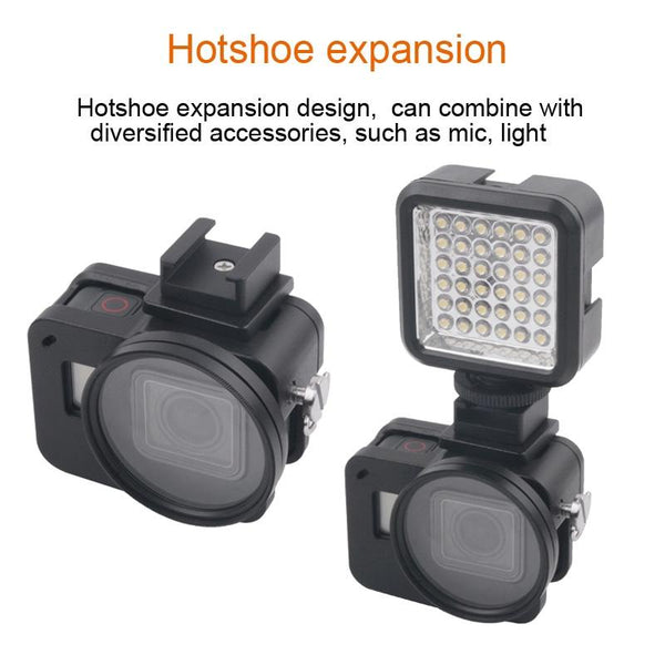 Aluminum Protective Cage With Insurance Frame And 52Mm Uv Lens For Gopro Hero7 / 6 5_Blue Camera Cases Bags & Covers