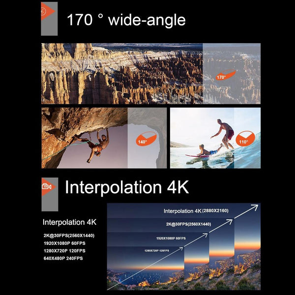 170 Degree Wide Angle Wifi Action Camera With Waterproof Case Supports 64Gb Micro Sd_Blue Digital Cameras