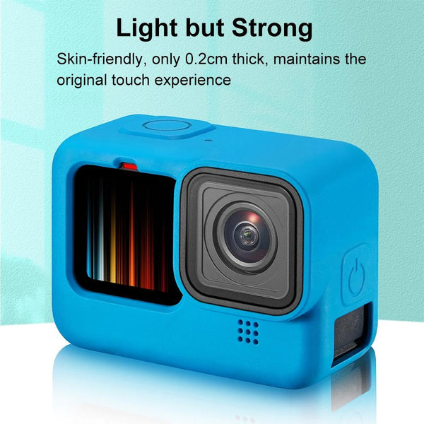 Silicone Case With Wrist Strap And Lens Cover For Gopro Hero 9 12 Blue Straps & Hand Grips