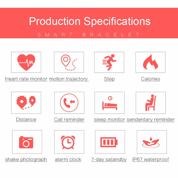 Bluetooth Smart Bracelet With Heart Rate Monitor And Sleep Tracker Activity Trackers