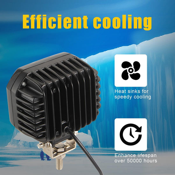 2 Pcs Car 4 Inch Square Spotlight Work Light With Angel Eyes Yellow Led Car Lights