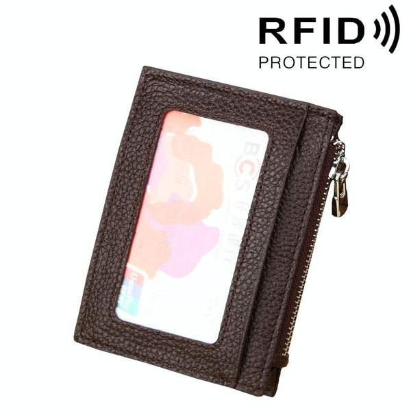 Leather Rfid Blocking Card Holder Wallet 11X8x1.5Cm Magenta Wallets
