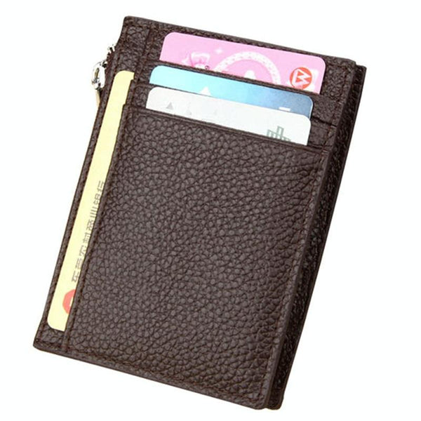 Leather Rfid Blocking Card Holder Wallet 11X8x1.5Cm Magenta Wallets