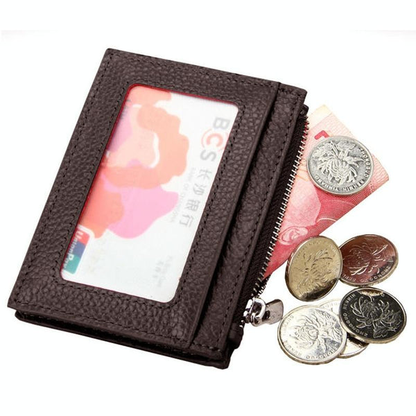 Leather Rfid Blocking Card Holder Wallet 11X8x1.5Cm Magenta Wallets