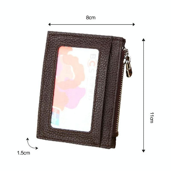 Leather Rfid Blocking Card Holder Wallet 11X8x1.5Cm Magenta Wallets
