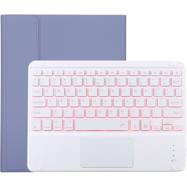 Bluetooth Tablet Case For Ipad 10.2 / Air 2019 With Touch Pad & Backlight Pen Holder Detachable Purple Laptop Cases & Bags