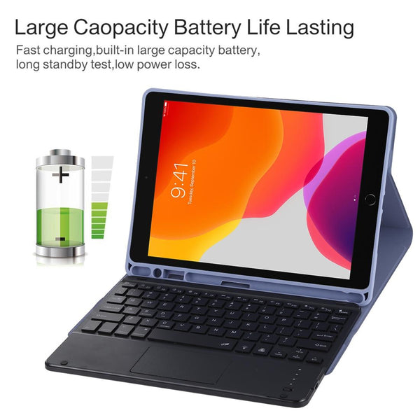 Bluetooth Tablet Case For Ipad 10.2 / Air 2019 With Touch Pad & Backlight Pen Holder Detachable Microfiber Leather Purple Laptop Cases & Bags