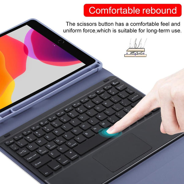 Bluetooth Tablet Case For Ipad 10.2 / Air 2019 With Touch Pad & Backlight Pen Holder Detachable Microfiber Leather Purple Laptop Cases & Bags