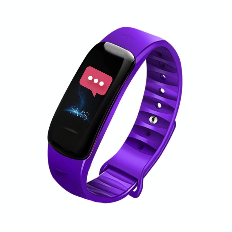Smart Bracelet With Call Reminder Hr / Bp Monitoring Sleep Sedentary Tracking And Remote Control Purple Activity Trackers
