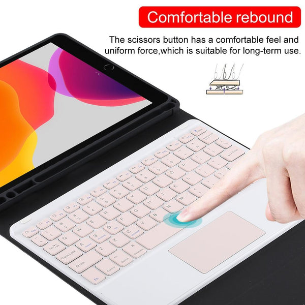 Bluetooth Keyboard & Tablet Case For Ipad 10.2 / Air 2019 Detachable Touch Pad Pen Slot Holder Pink Leather Purple Keyboards