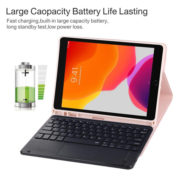 Bluetooth Keyboard & Tablet Case For Ipad 10.2 / Air 2019 Detachable Touch Pad Pen Slot Holder Microfiber Leather Purple Black Keyboards