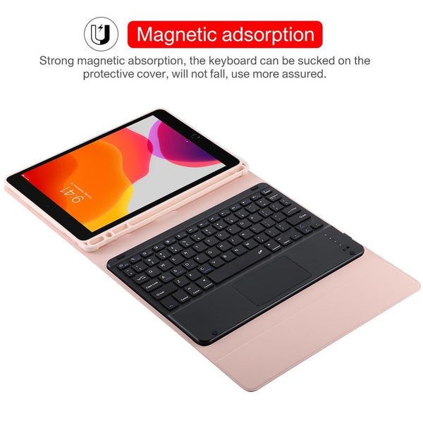 Bluetooth Keyboard & Tablet Case For Ipad 10.2 / Air 2019 Detachable Touch Pad Pen Slot Holder Microfiber Leather Purple Black Keyboards
