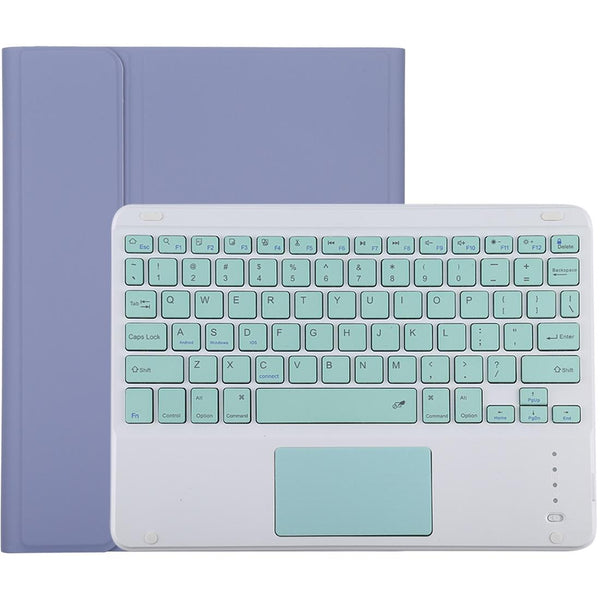 Bluetooth Keyboard & Tablet Case For Ipad 10.2 / Air 2019 Detachable Touch Pad Pen Slot Holder Microfiber Leather Purple Light Green Keyboards