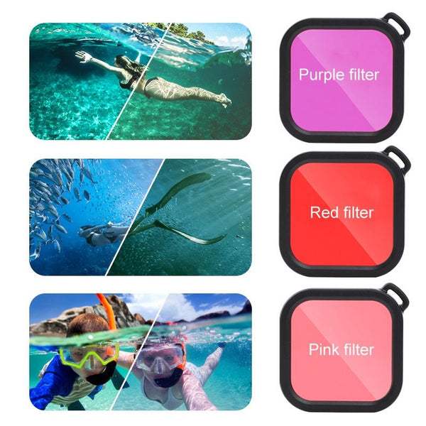 Waterproof Case For Gopro Hero8 With Touch Back Cover And Colour Lens Filter 45M_Purple Camera Cases Bags & Covers