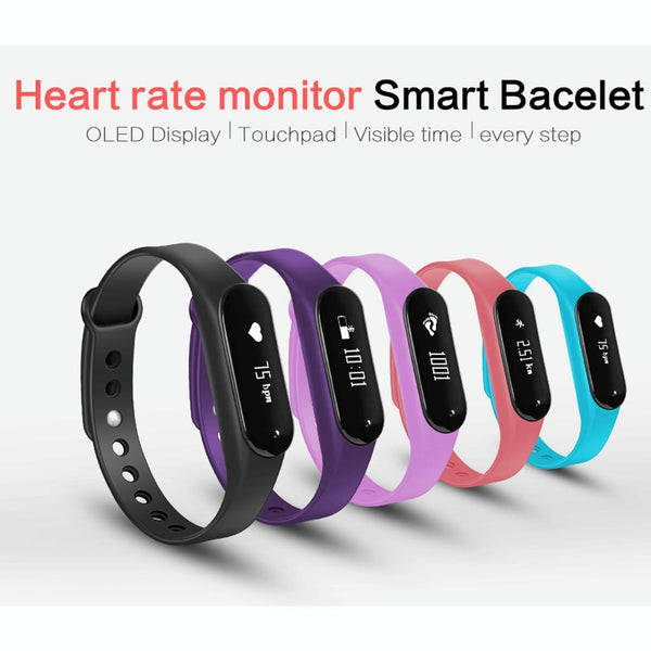 Bluetooth Smart Bracelet With Heart Rate Monitor And Sleep Tracker Light Purple Activity Trackers