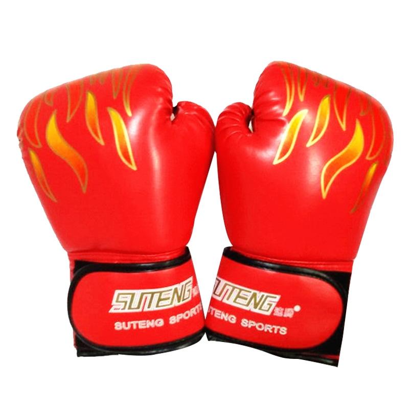 Adult Flame Pattern Pu Leather Boxing Gloves Fitness Red Gloves Boxing
