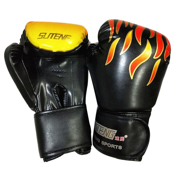 Adult Flame Pattern Pu Leather Boxing Gloves Fitness Red Gloves Boxing