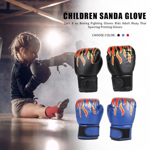 Adult Flame Pattern Pu Leather Boxing Gloves Fitness Red Gloves Boxing