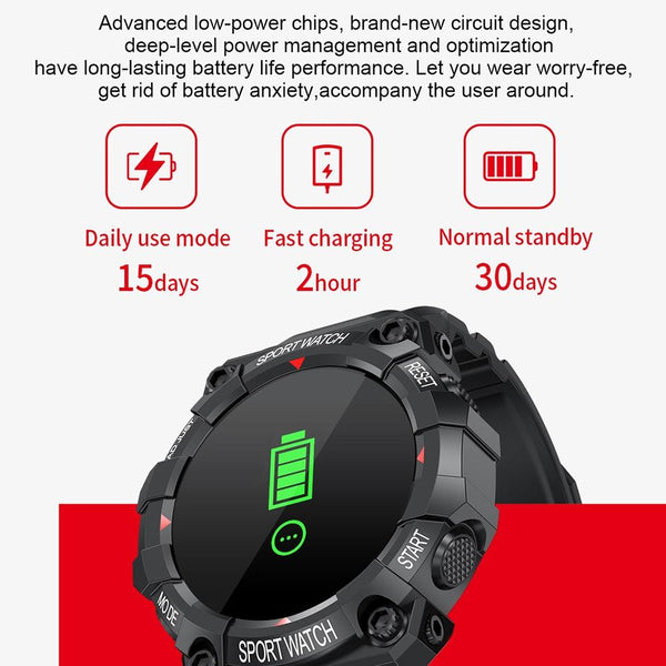 1.3 Inch Colour Round Screen Sport Smart Watch Support Heart Rate Multi Sports Mode Red Smart Watches