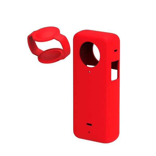 Silicone Protective Case With Lens Cover For Insta360 X3_Red Camera Cases Bags & Covers