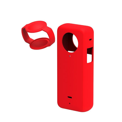 Silicone Protective Case With Lens Cover For Insta360 X3_Red Camera Cases Bags & Covers