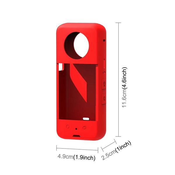 Silicone Protective Case With Lens Cover For Insta360 X3_Red Camera Cases Bags & Covers