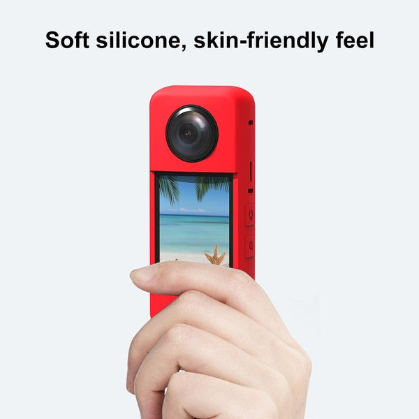 Silicone Protective Case With Lens Cover For Insta360 X3_Red Camera Cases Bags & Covers