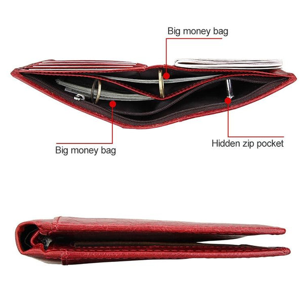 Leather Rfid Passport Wallet Multi Function Red Wallets
