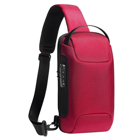 Waterproof Anti Theft Crossbody Chest Bag Men Oxford Cloth 34X18x10cm Red Bags